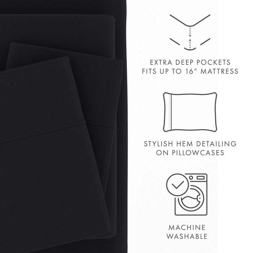 Premium Black Twin XL Ultra Soft Microfiber Bed Sheet Set