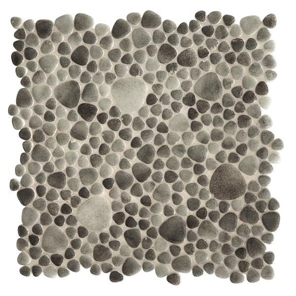 6 in. x 6 in. Forbidden Gray Glass Tile Love Glossy Glass Wall, Floor, Backsplash and Pools Tile 0.25 sq. ft. Sample