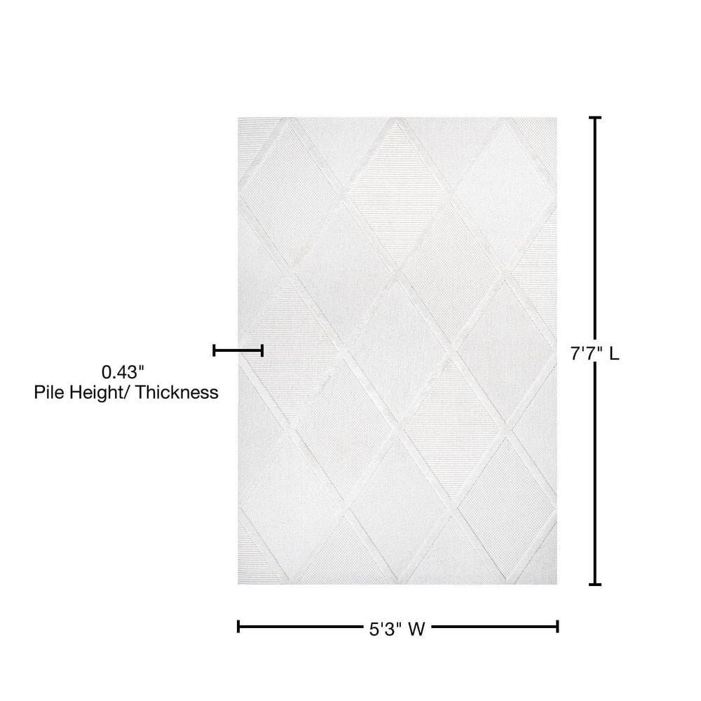 Ivory Trellis 5x8 Synthetic Indoor/Outdoor Area Rug