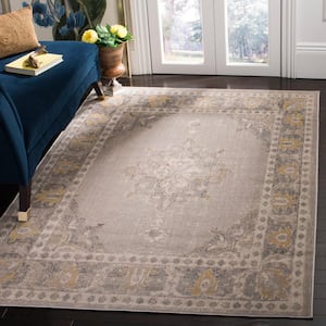 Montage Gray/Gold 5 ft. x 8 ft. Border Indoor/Outdoor Patio  Area Rug