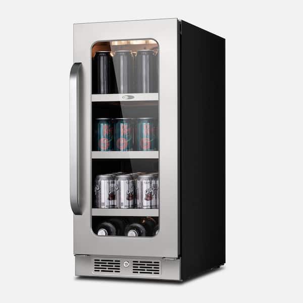 15 in. 3.0 cu. ft. 33 Bottle Single Zone Undercounter Wine Cooler Fridge in Black Cabinet with Stainless Steel Door