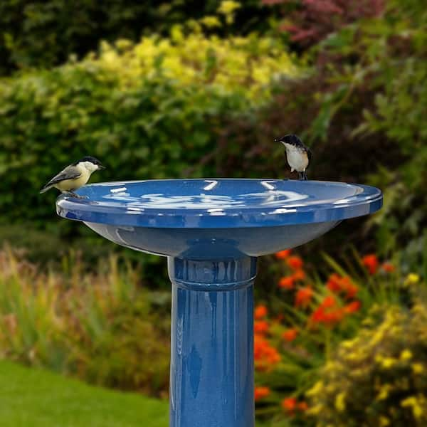 Classic 17.4 in. Dia. Resin Cobalt Blue Birdbath