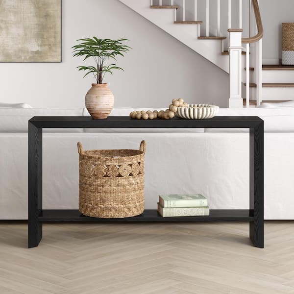 Meyer&Cross Osman 55 in. Black Grain Rectangle MDF Top Console Table
