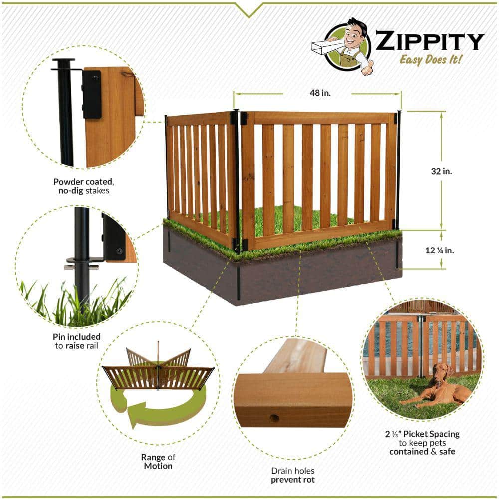 Newberry 48" W x 32" H Cedar Wood No Dig Fence Panels
