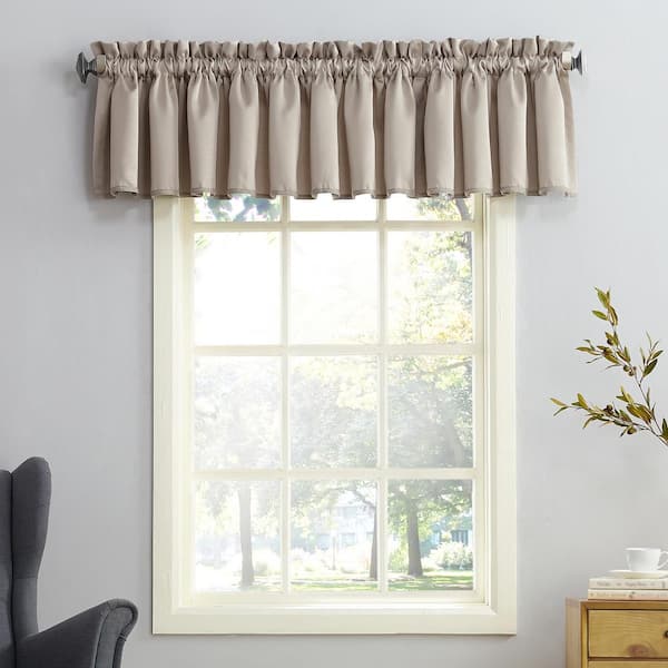 No. 918 Gregory Stone Polyester 54 in. W x 18 in. L Rod Pocket Room Darkening Curtain Valance (Single Panel)