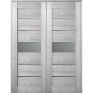 Vona 07-06 64 in. x 80 in. Both Active 5-Lite Frosted Glass Ribeira Ash Wood Composite Double Prehung French Door