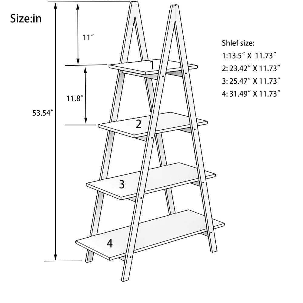 White and Bamboo Wood A-Frame Ladder Shelf
