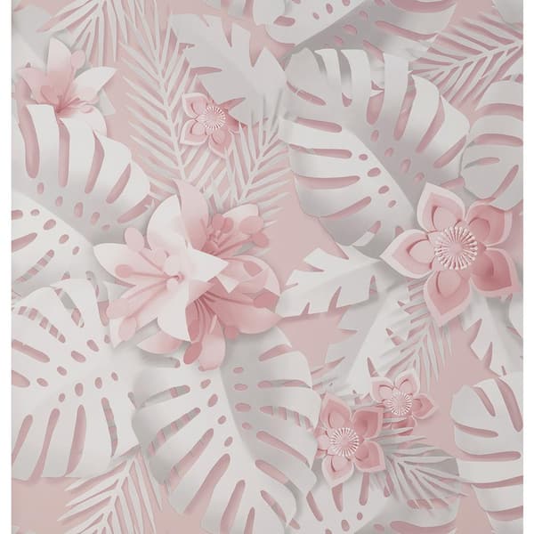 Fine Decor Dimensions Pink Tropical Wallpaper Sample