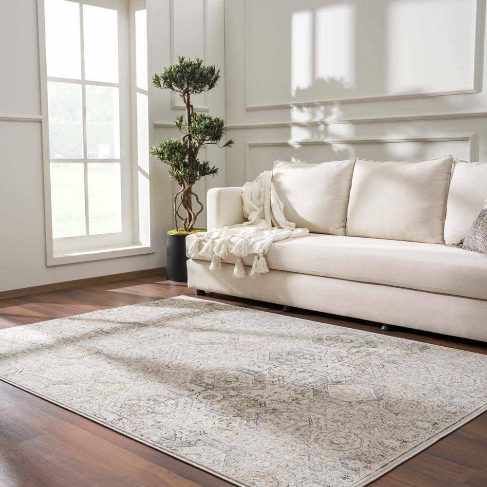 Parkerfield Beige and Black Medium Pile Rectangular Area Rug