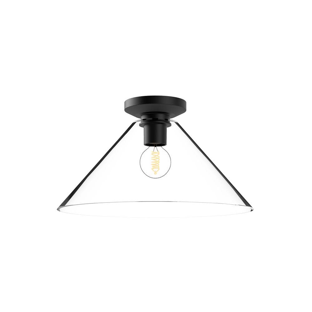 Salem 8" Matte Black and Gold Crystal Glass Flush Mount