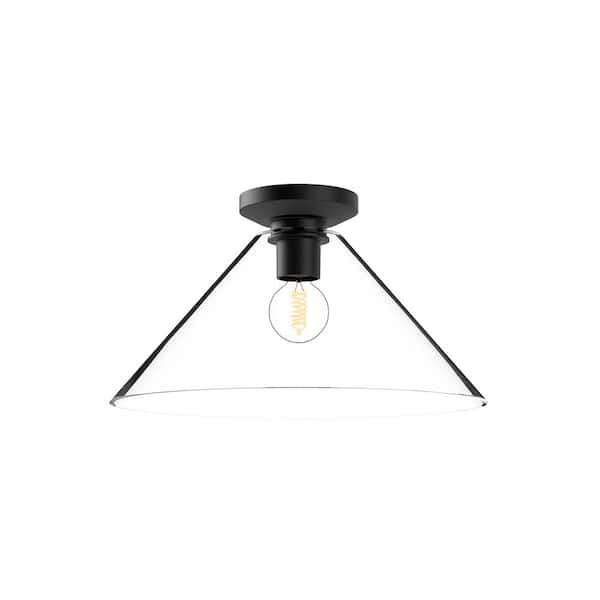 ALORA MOOD Salem 14 in. 1 Light 60-Watt Clear Glass/Matte Black Flush Mount
