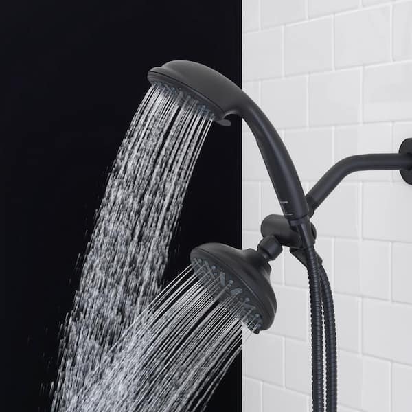 Maincraft 6-Spray Wall Mount Handheld Shower Head 1.8 GPM with Storage Hook  in Matte Black D01-SS27 - The Home Depot