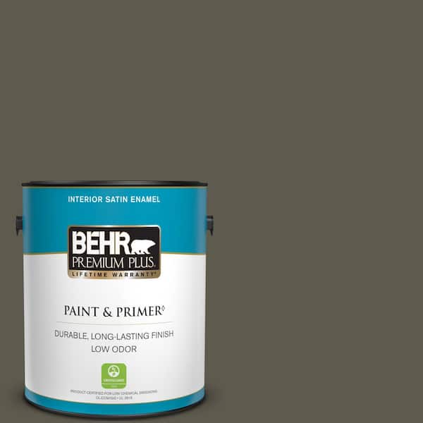 BEHR PREMIUM PLUS 1 gal. #780D-7 Wild Rice Satin Enamel Low Odor Interior Paint & Primer