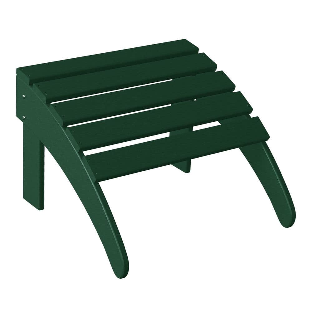 Dark Green HDPE Foldable Curved-Leg Outdoor Ottoman