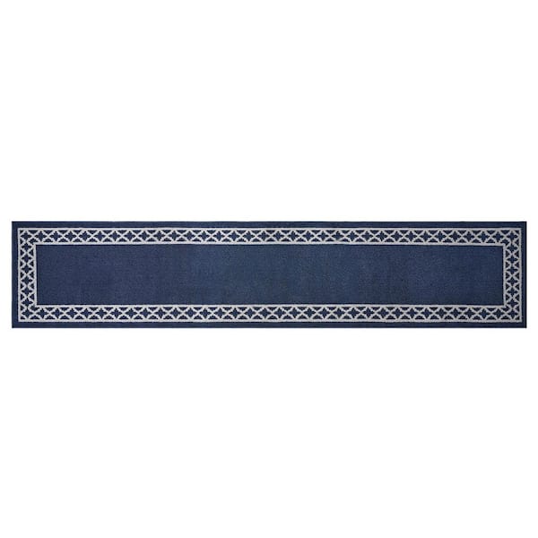 Washable Skid Resistant Denim Twist/Light Grey  2.6 ft. x 12 ft. All Loop Tufted Area Rug