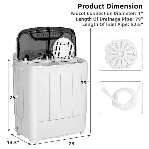 Costway 21 lbs Portable Compact Mini Twin Tub Washing Machine Drain Pump Spinner