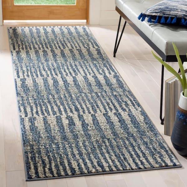 Galaxy Navy/Light Gray 2 ft. x 8 ft. Abstract Runner Rug