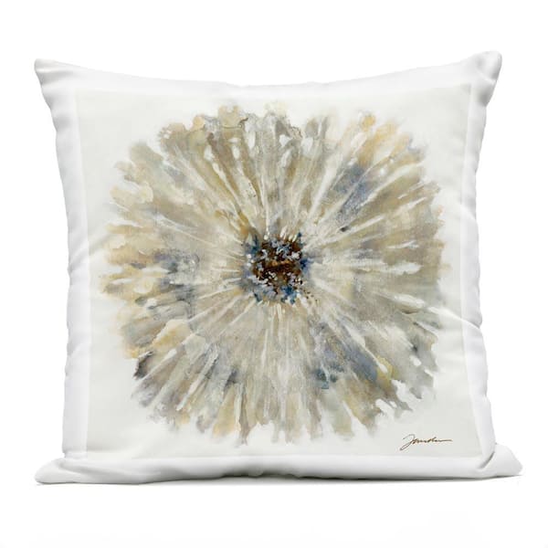 Neutral Rustic Abstract Flower Beige Square Outdoor Throw Pillow