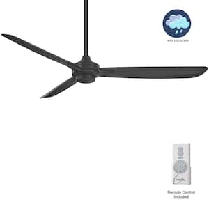 Rudolph Wet 60-in. Indoor/Outdoor Black Standard Ceiling Fan with Remote Control for Bedroom or Living Room