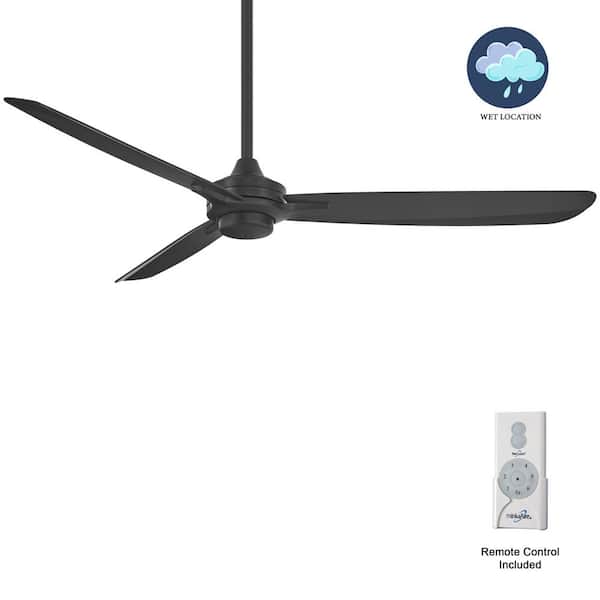 Rudolph Wet 60-in. Indoor/Outdoor Black Standard Ceiling Fan with Remote Control for Bedroom or Living Room