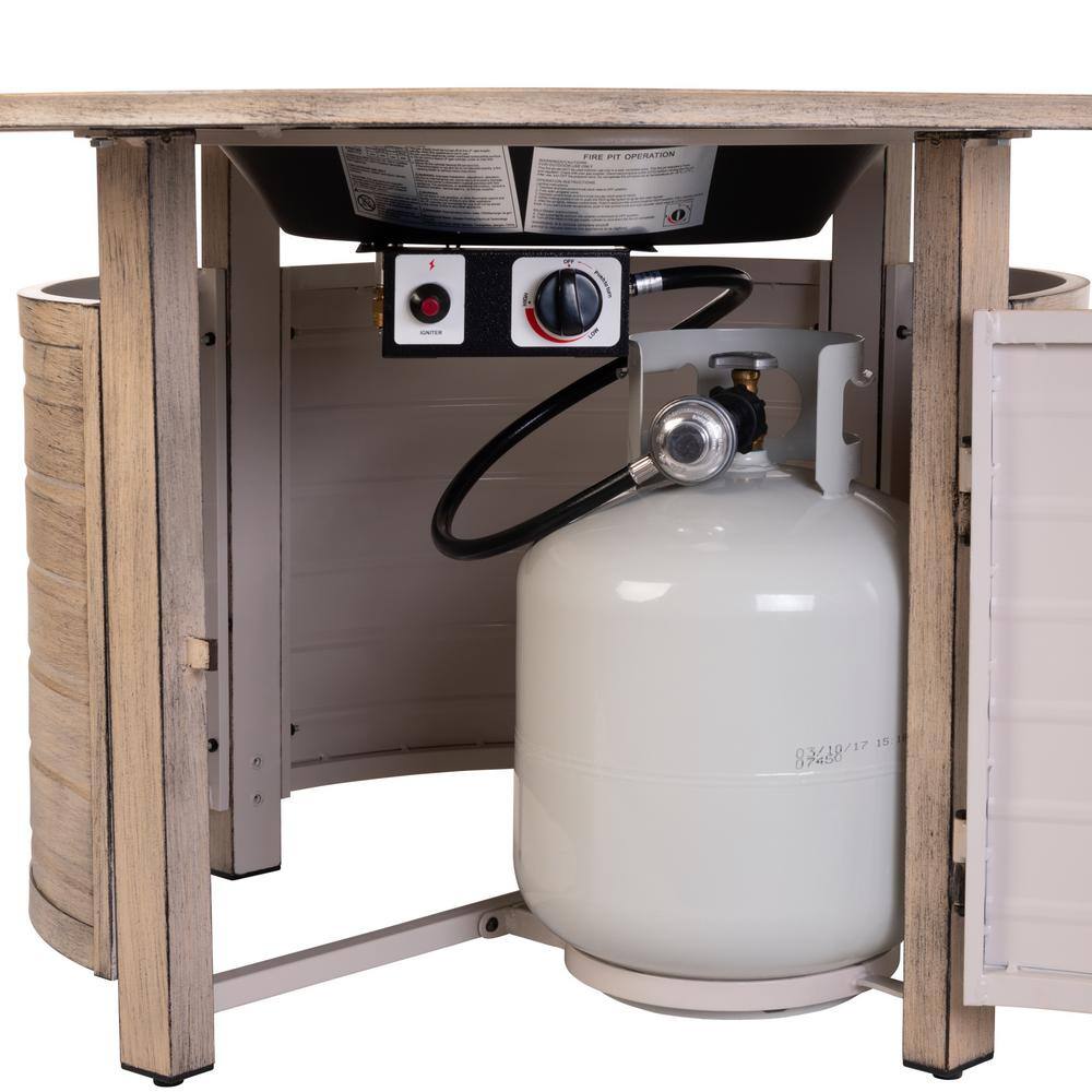 Thatcher Driftwood Aluminum Round Gas Fire Pit Table