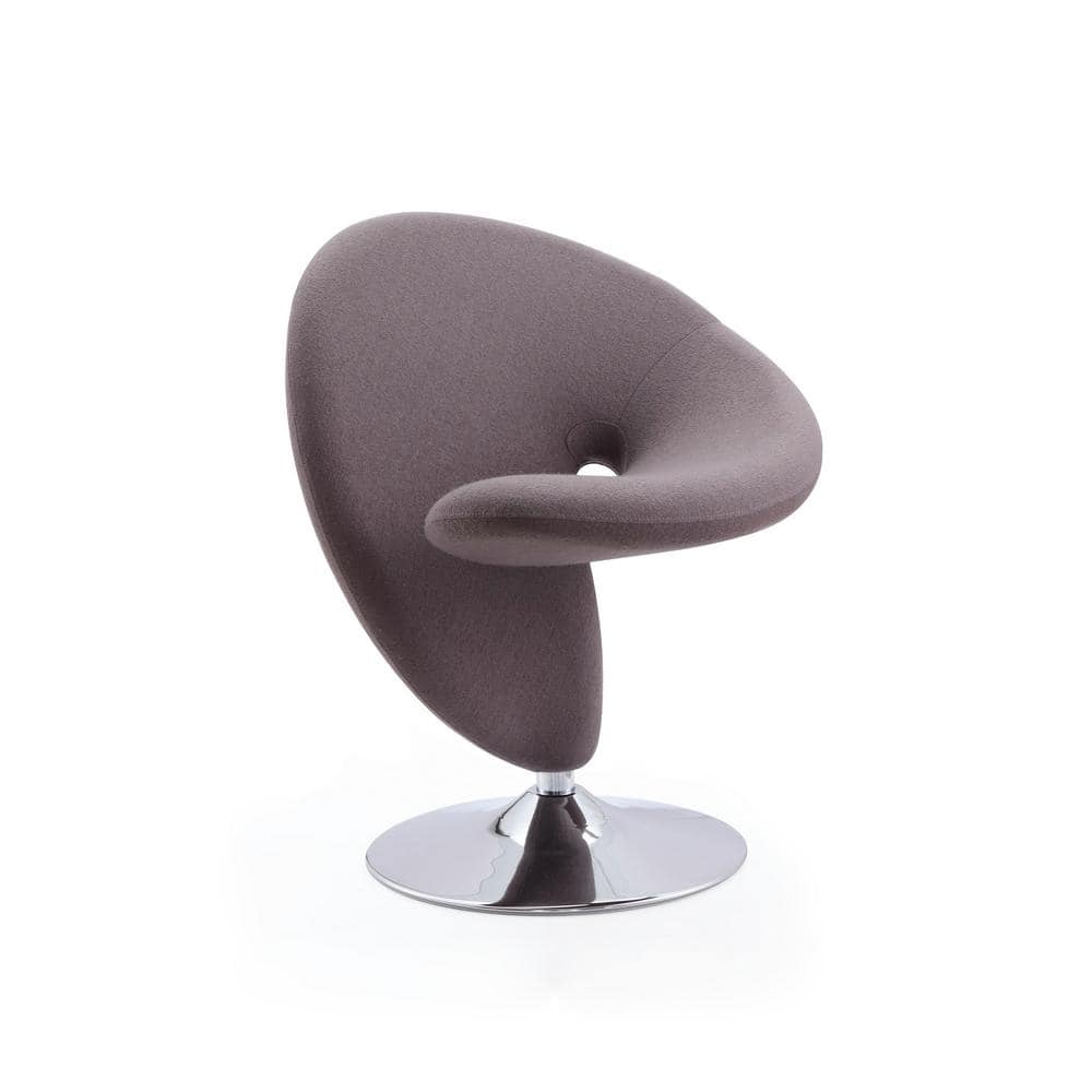 Set of 2 Gray Wool Swivel Accent Chairs with Metal Base