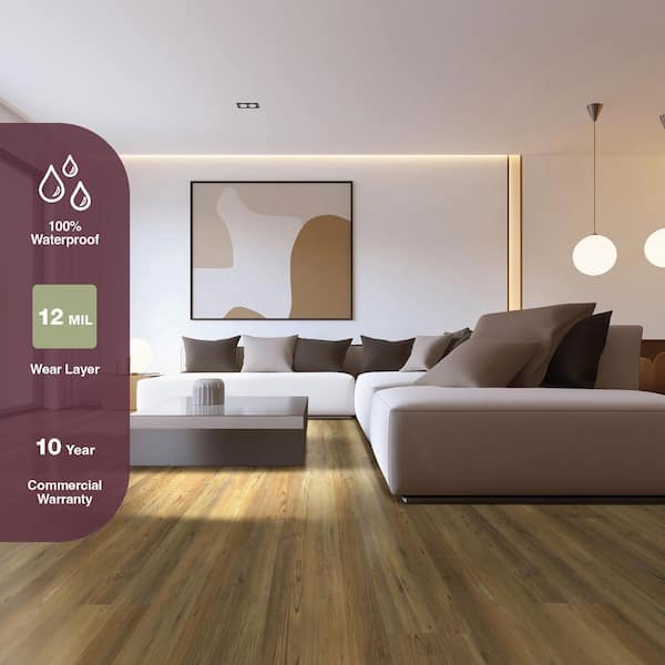Saddle Ridge 12 MIL x 7 in. W x 48 in. L Waterproof Click Lock Luxury Vinyl Plank Flooring (23.77 sq. ft./Case)