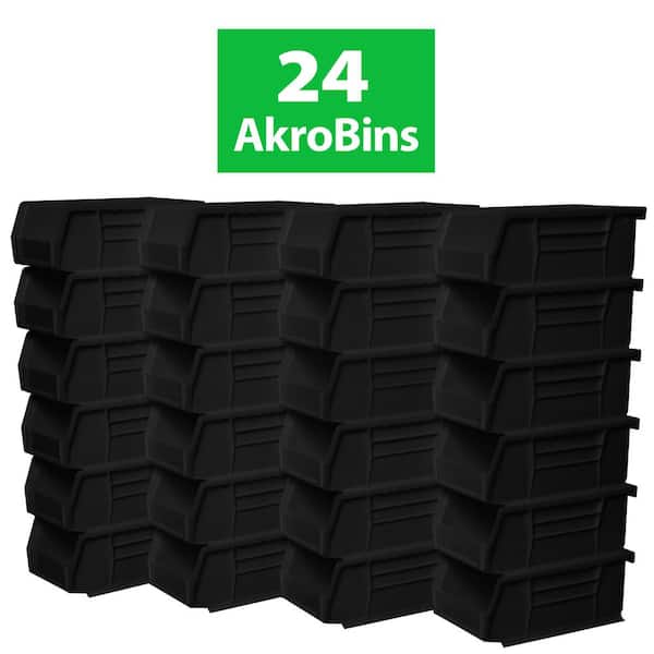 30220 Plastic Stackable Storage Bins, 7 in. x 4 in. x 3 in. Black, 24-pack