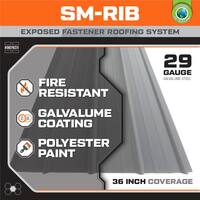 16 ft. SM-Rib Galvalume Steel 29-Gauge Roof/Siding Panel in Gray