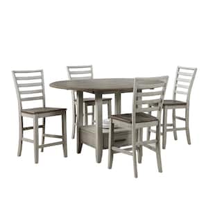 Abacus 5-Piece 2-Tone Smoky Alabaster and Smoky Honey Finish Drop Leaf Counter Height Dining Set