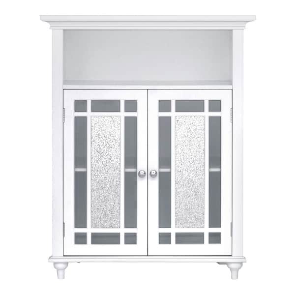 Teamson Home Windsor 26.5 in. W x 34 in. H x 12 in. D Freestanding 2-Door Floor Cabinet with Storage, White