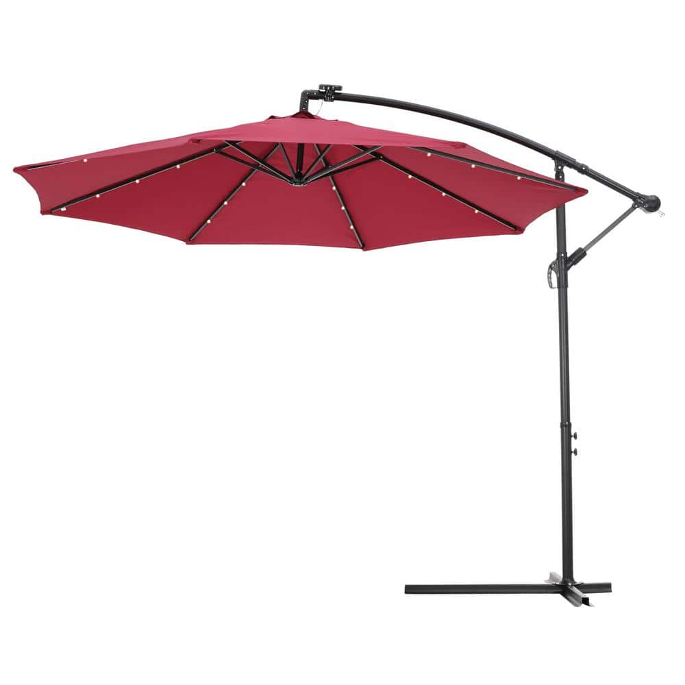 10 ft. Red Patio Outdoor Umbrella Suspension Cantilever Umbrella Bias Umbre