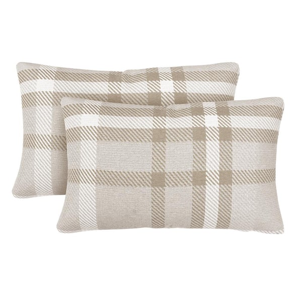 Astella Tartan Hemp Lumbar Outdoor Accent Throw Pillow (Set of 2)