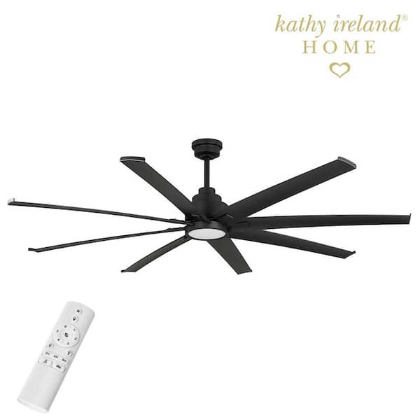 72 in. Torrent Indoor/Covered Outdoor Matte Black Downrod Ceiling Fan with Adjustable LED Light, DC Motor, and Remote