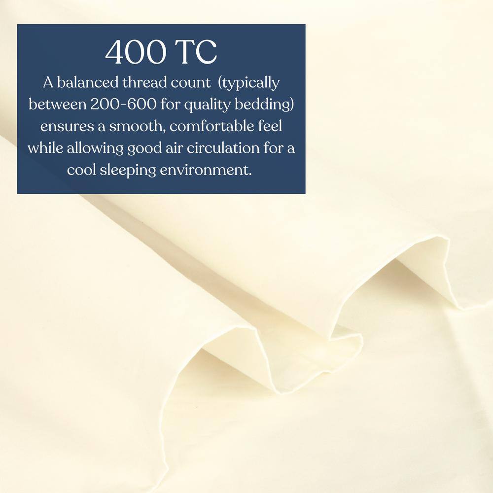 Ivory Twin Organic Cotton Percale Flat Sheet Set