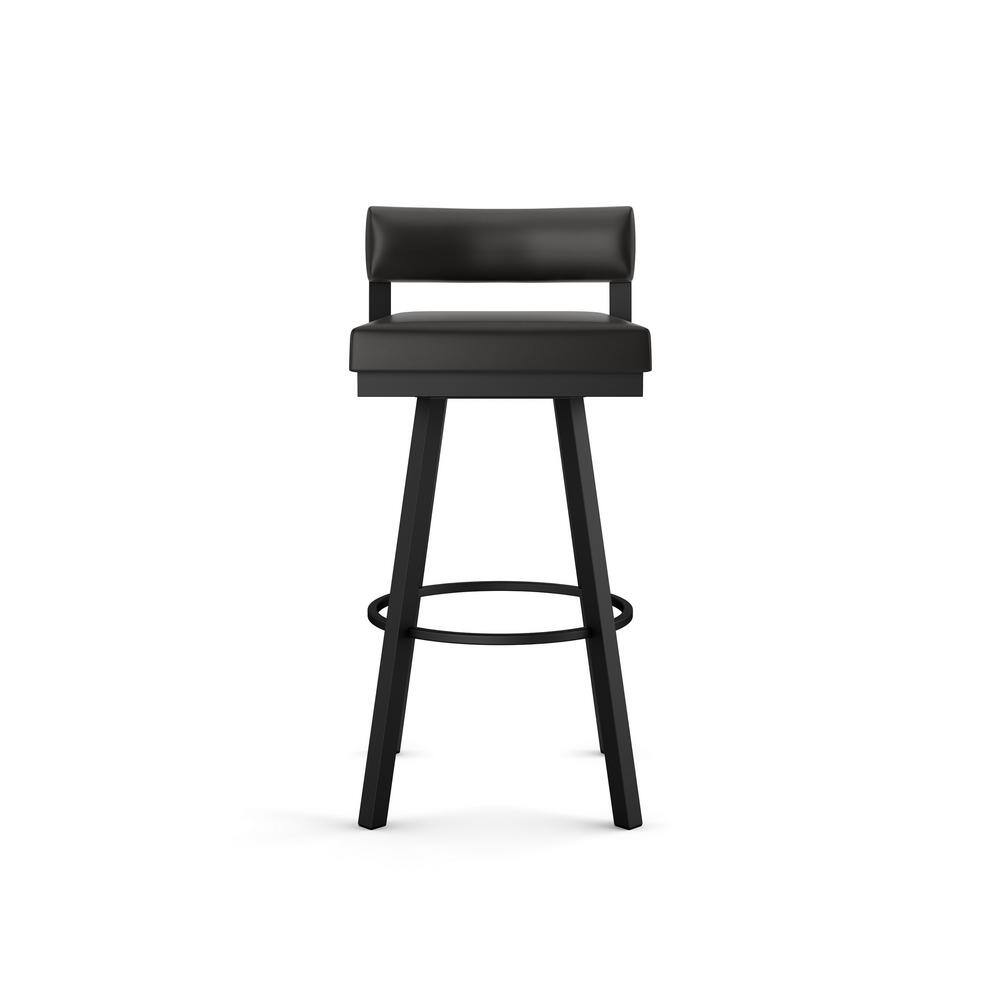 Travis 26'' Black Faux Leather Swivel Metal Counter Stool