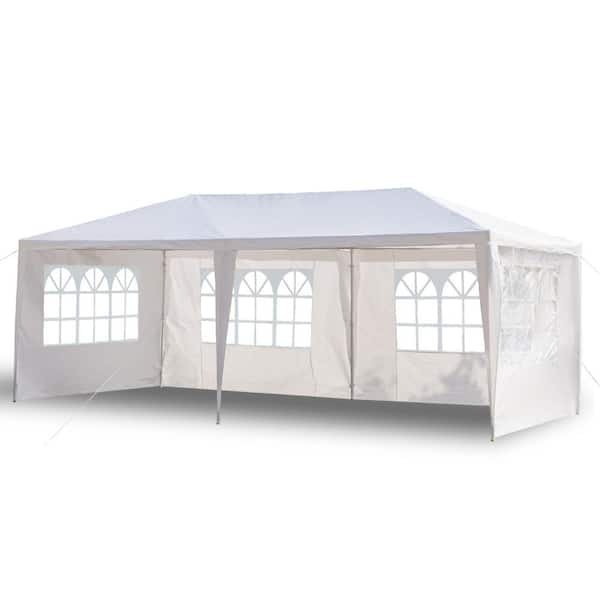 Sudzendf 20 ft. x 10 ft. Outdoor White 4 Sides Patio Party Wedding Tent ...