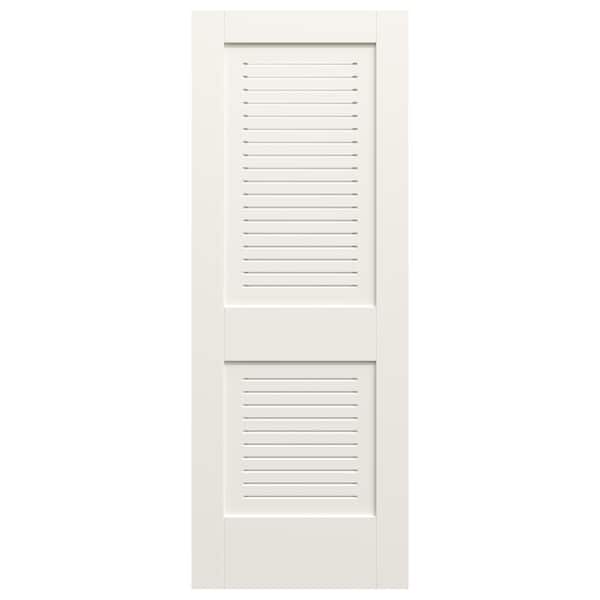 JELD-WEN 30 in. x 80 in. 2-Panel Solid Core White Primed MDF Wood Interior Door Slab with Full Modern Ventilated Panel Louver