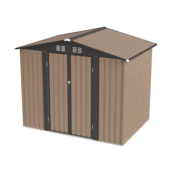 8 ft. W x 6 ft. D Metal Shed with Apex Roof in Brown (48 sq. ft.)