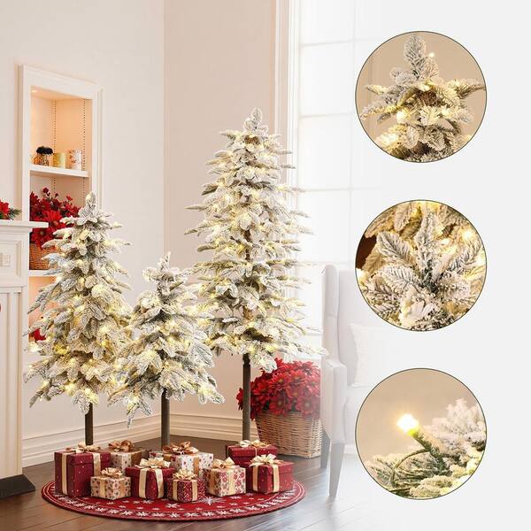 LuxenHome 3 ft., 4 ft., 5 ft. 3-Piece PreLit Green Sweeping