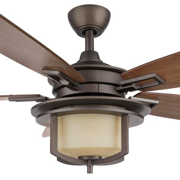 Hampton Bay Devereaux Ii 52 In Led Oil Rubbed Bronze Ceiling Fan With Light And Remote Control Al685led Orb The Home Depot