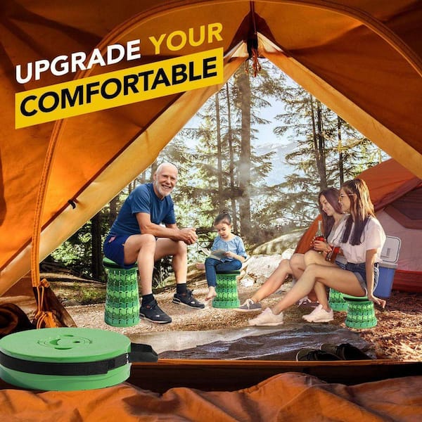 Portable Folding Plastic Garden Stool with Cushion Telescoping