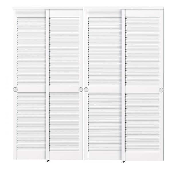TENONER 96 in. x 80 in. MDF, Solid Core, White Louvered Panel, PVC