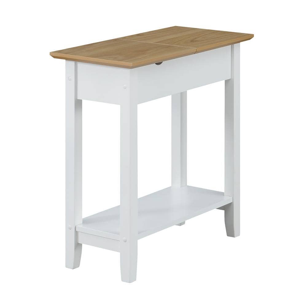 Driftwood and White Flip Top End Table with Charging Station