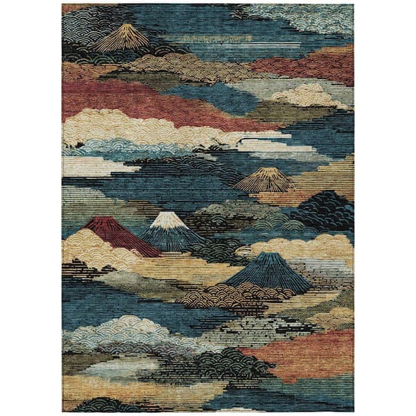Chantille Machine Washable Indoor/Outdoor Abstract ACN2660 Black 10 ft. x 14 ft. Area Rug