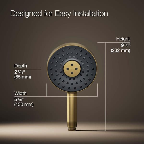KOHLER Statement 3-Spray Patterns with 2.5 GPM 5.125 in. Wall Mount Handheld Shower Head in Vibrant Brushed Moderne Brass