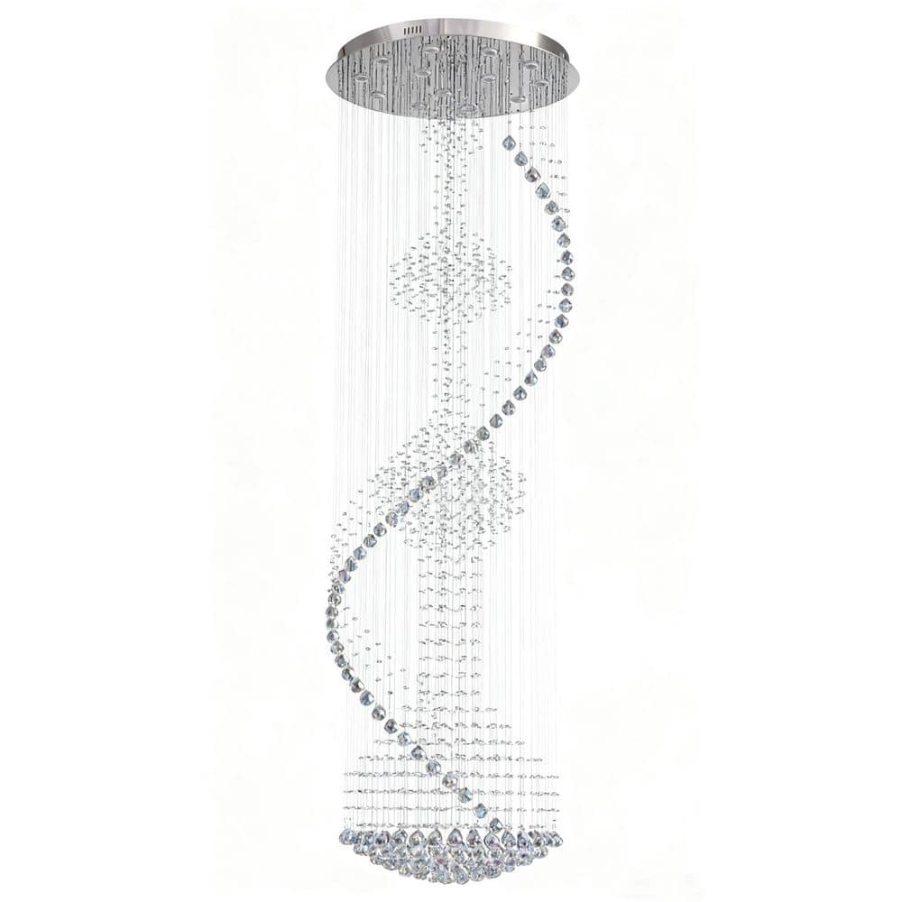 13-Light Brushed Silver High Ceiling Crystal Staircase Chandelier Modern Large Spiral Raindrop Light price history on PriceWatchPro