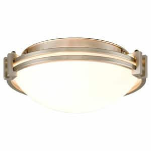 12.2 in. 2-Light Fixture Chrome Finish Modern Flush Mount with Frosted Glass Shade (1-Pack)