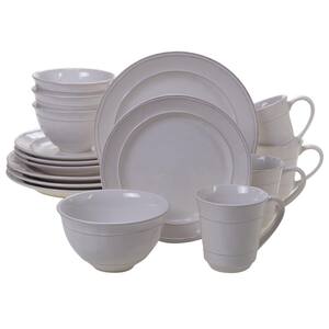 Orbit 16-Piece Traditional Cream Ceramic Dinnerware Set (Service for 4)