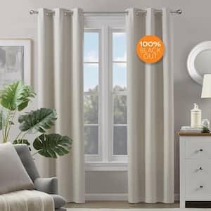 Fairfax Ivory 38 in. W x 84 in. L Grommet 100% Blackout Curtain (Single Panel)